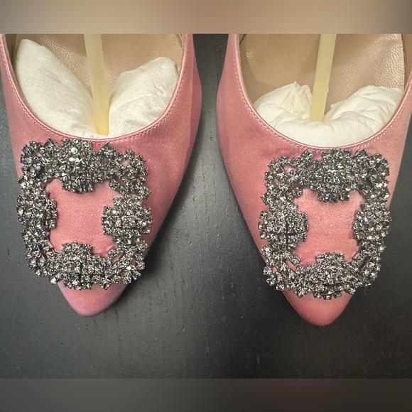 Manolo Blahnik Hangisi 105mm Satin Pink Pump 39.5 - Picture 15 of 16